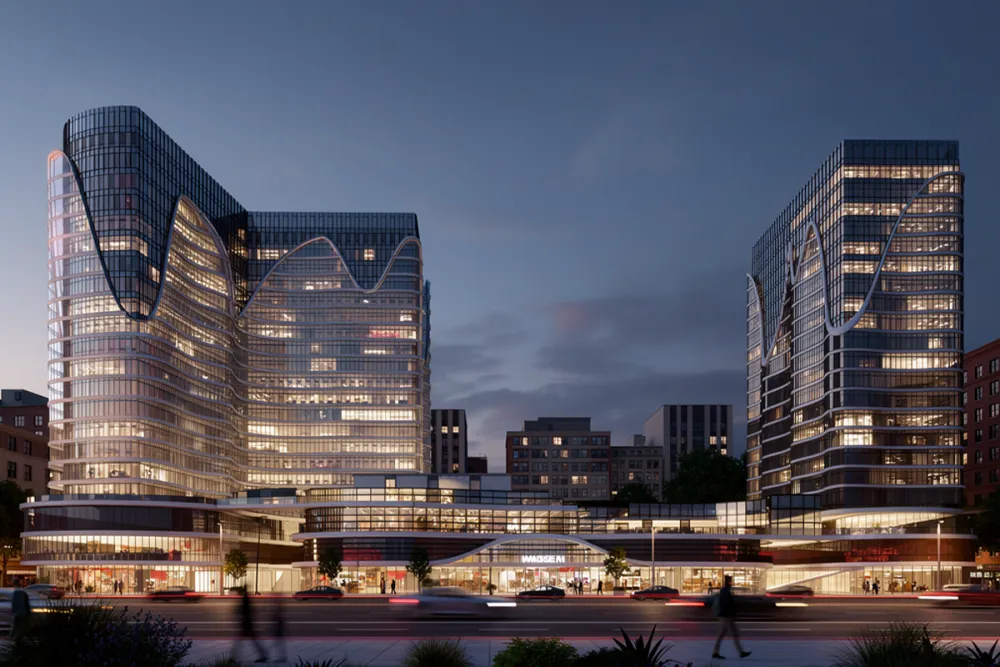 An exterior render with people and surroundings that fit the place