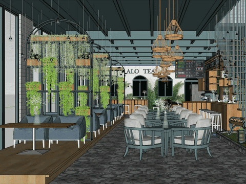 A plain interior model turned into a photorealistic render